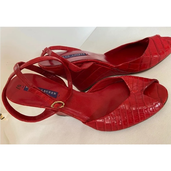 New Ralph Lauren Collection Red 🐊 heels 👠 Sz 10. Italy - Picture 10 of 10